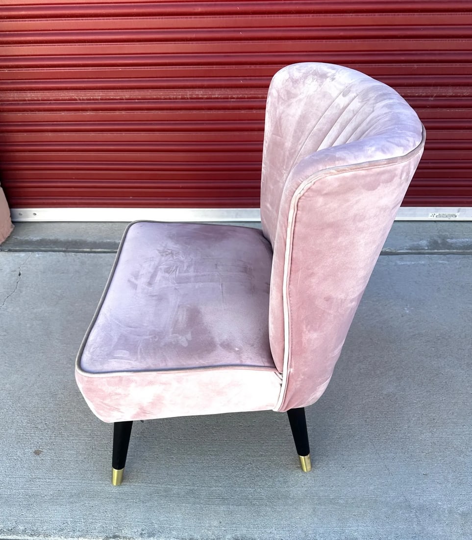 Pastel Pink "Elon" Channel Velvet Accent Chair - 4