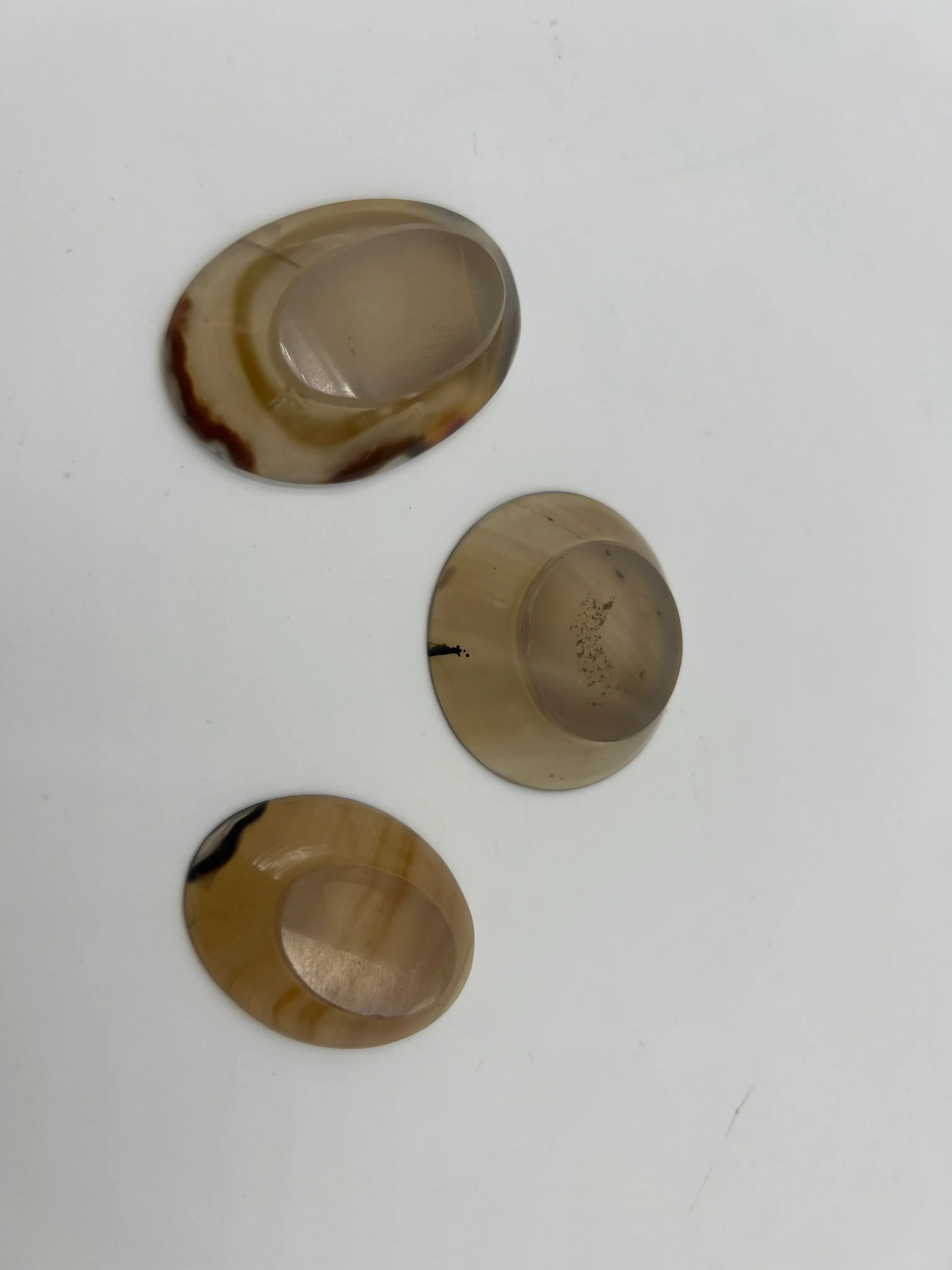 Set of 3 Antique Hand Carved Russian Agate Open Salt Dishes - 4