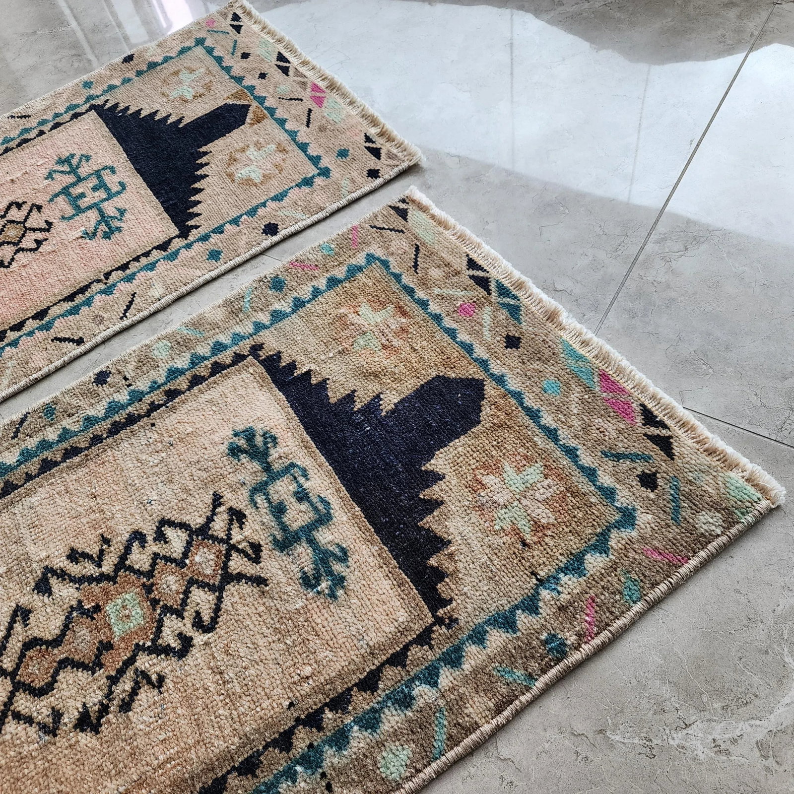 1960s Small Miniature Turkish Rug - a Pair - 5