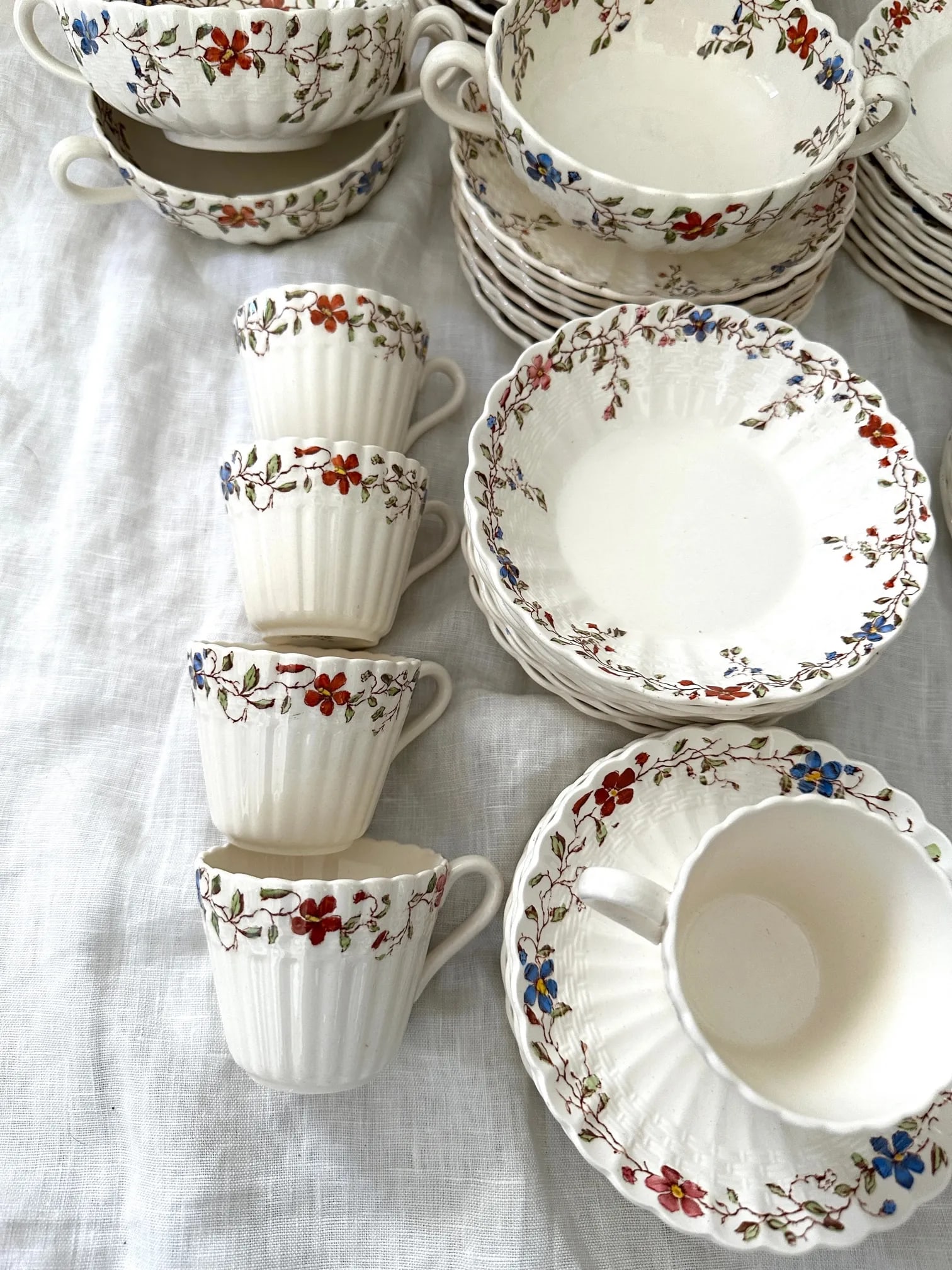 Vintage Spode Wicker Dale Dinnerware 60 Piece Set - 7