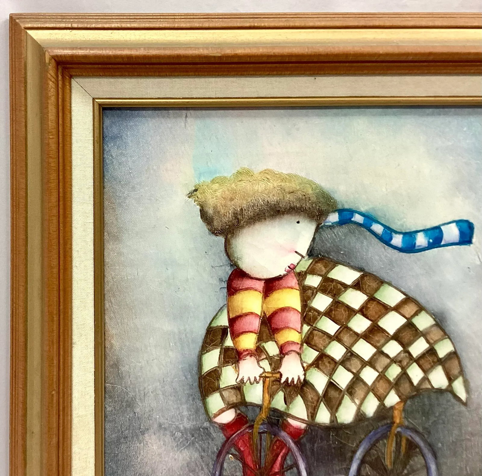Whimsical Children's Oil Painting, Child Riding Bicycle, by Joyce Roybal - 4