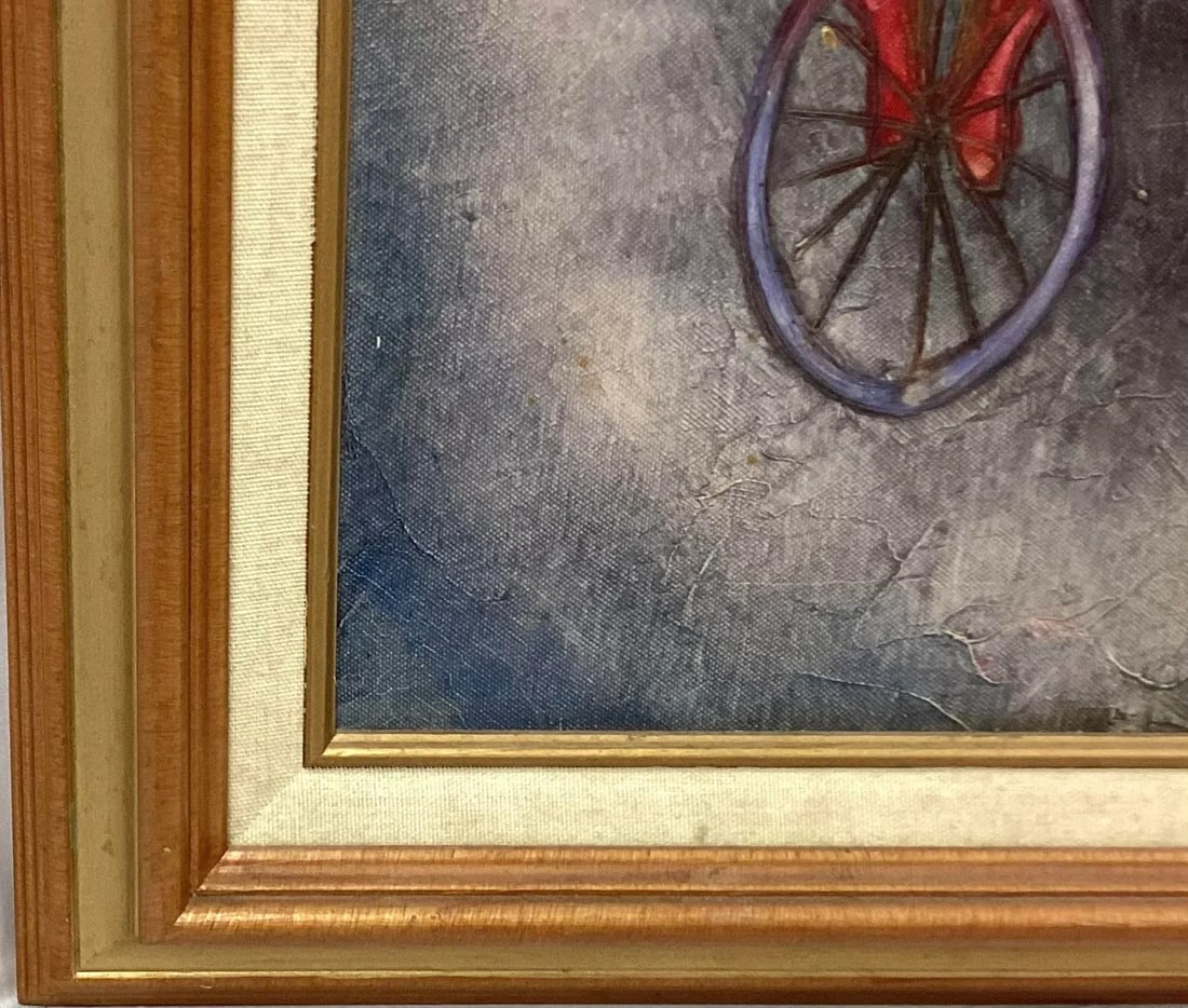 Whimsical Children's Oil Painting, Child Riding Bicycle, by Joyce Roybal - 5