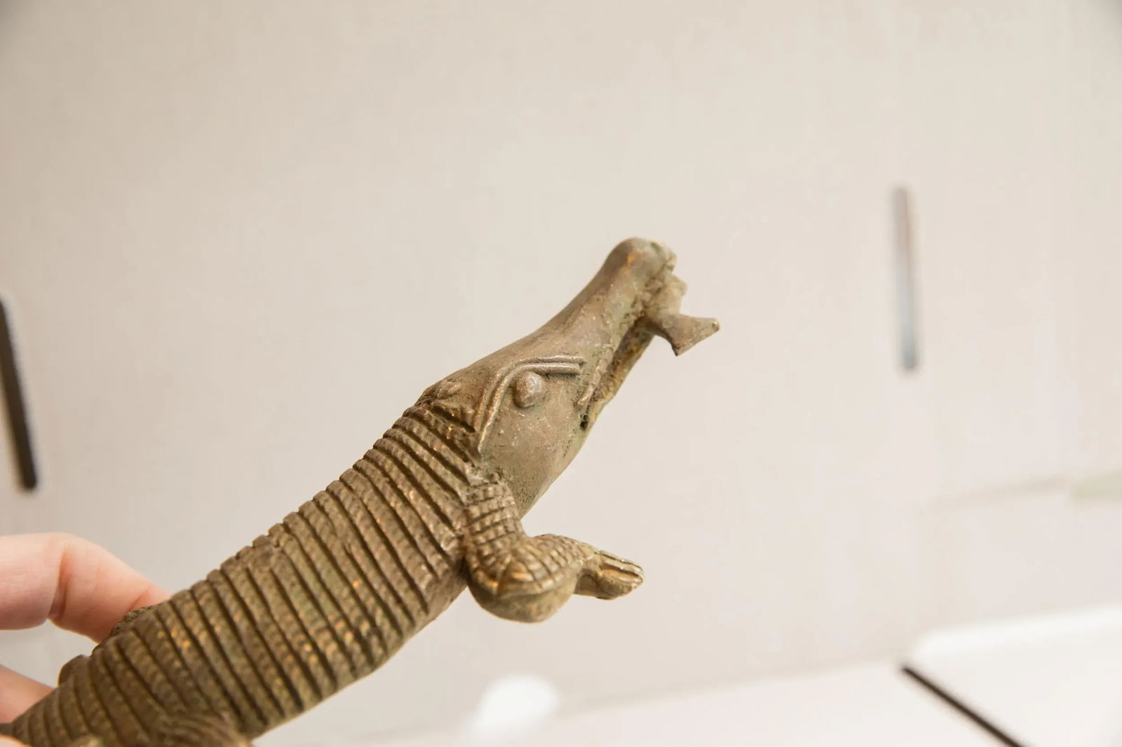 Vintage African Crocodile With Fish Sculpture - 2