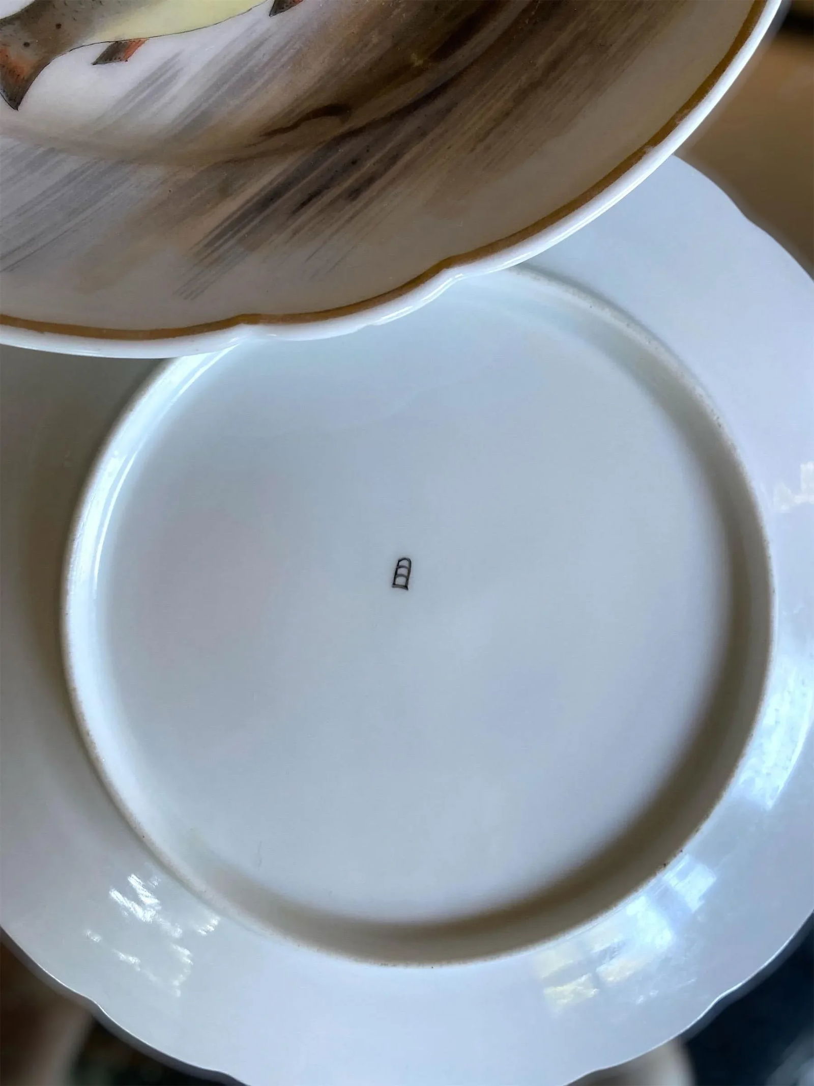 1880s Royal Vienna Hand Painted Fish Plates Scalloped Edges Gold Gilding - Set of 4 - 7