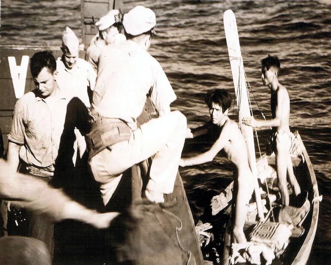 1942, "U.S. COAST GUARD TAKES JAPANESE PRISONERS IN MID-PACIFIC" (1 of 1)