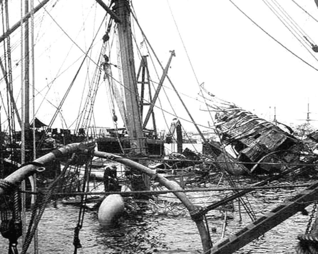 1898, (SPANISH AMERICAN WAR), VIEW OF THE WRECKED -BATTLESHIP MAINE (1 of 1)