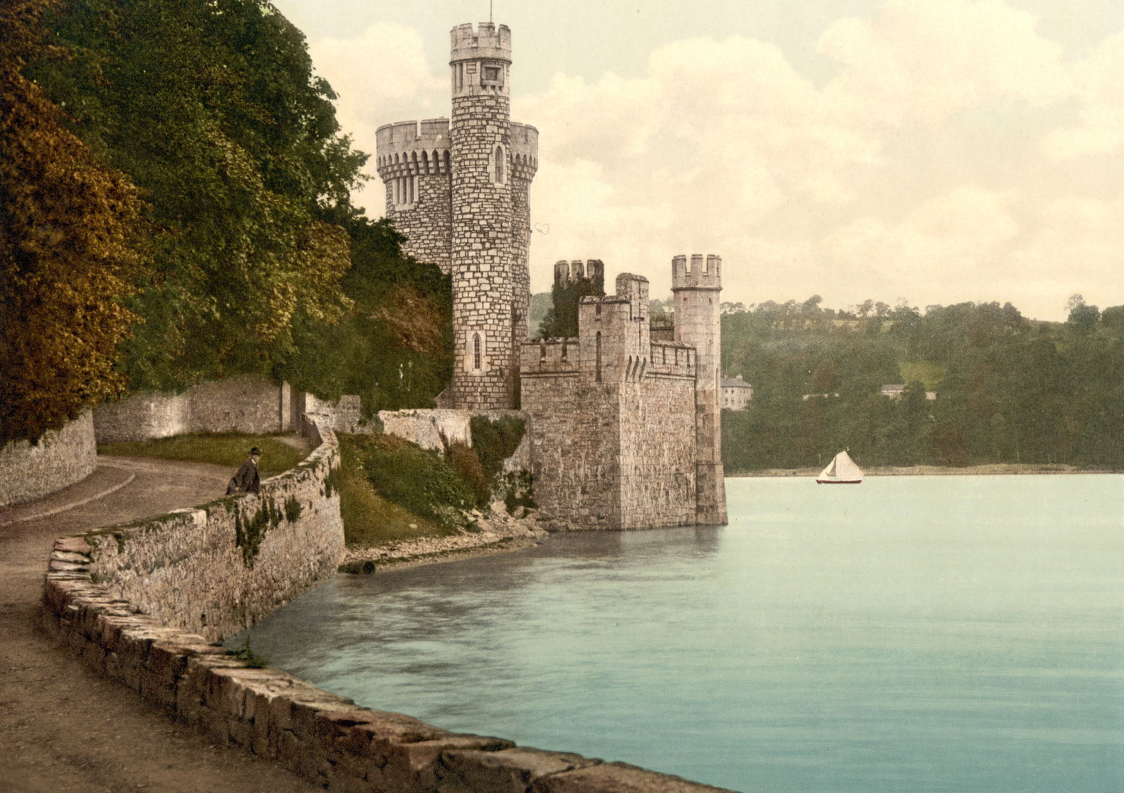 BLACK ROCK CASTLE IRELAND: Title: BLACK ROCK CASTLE IRELAND Artist/Source: DETROIT PHOTOGRAPHIC CO. Original Date: 1890 Dimensions: 8x10 Description: || UNITED STATES SHIPPING ONLY! || This lot is a Dye Based Photolithograph an