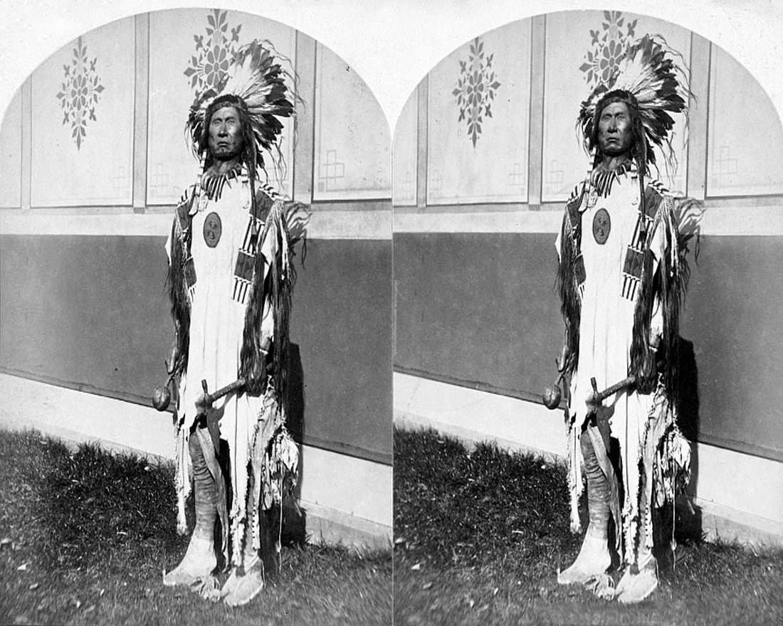 1876, CHIEF RED CLOUD, (AFTER STEREOGRAPH): Title: 1876, CHIEF RED CLOUD, (AFTER STEREOGRAPH) Artist/Source: UNKNOWN Original Date: 1876 (ORIGINAL DATE) Dimensions: 8X10 Description: || UNITED STATES SHIPPING ONLY! || This lot is a Dye Based Ph