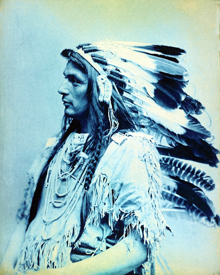 1903, LG. FORMAT 13X19" CHIEF PAUPUKKEEWIS, IROQUOIS; AFTER CYANOTYPE (1 of 1)