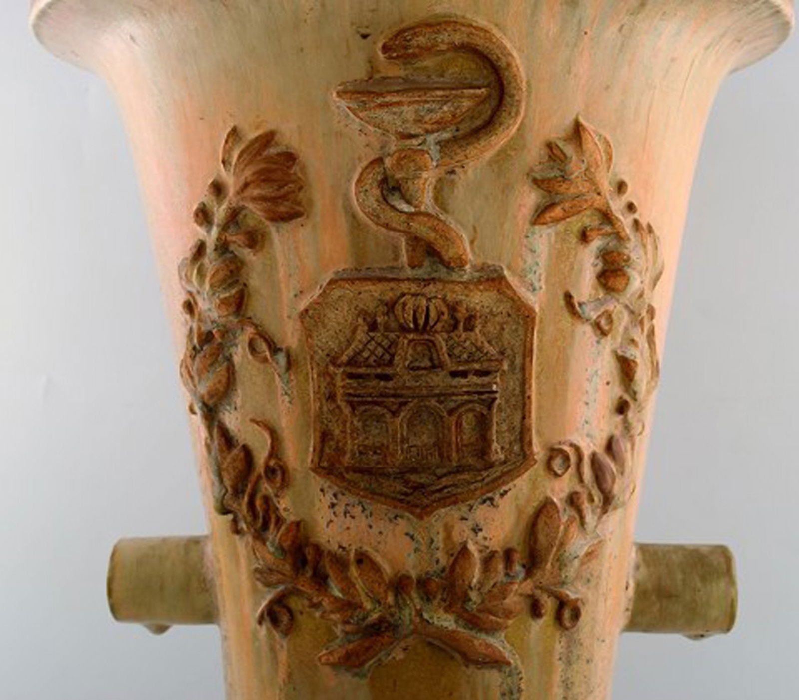 Colossal Arne Bang unique vase in glazed ceramics with brand from pharmacy in Aalborg, Denmark. - 4