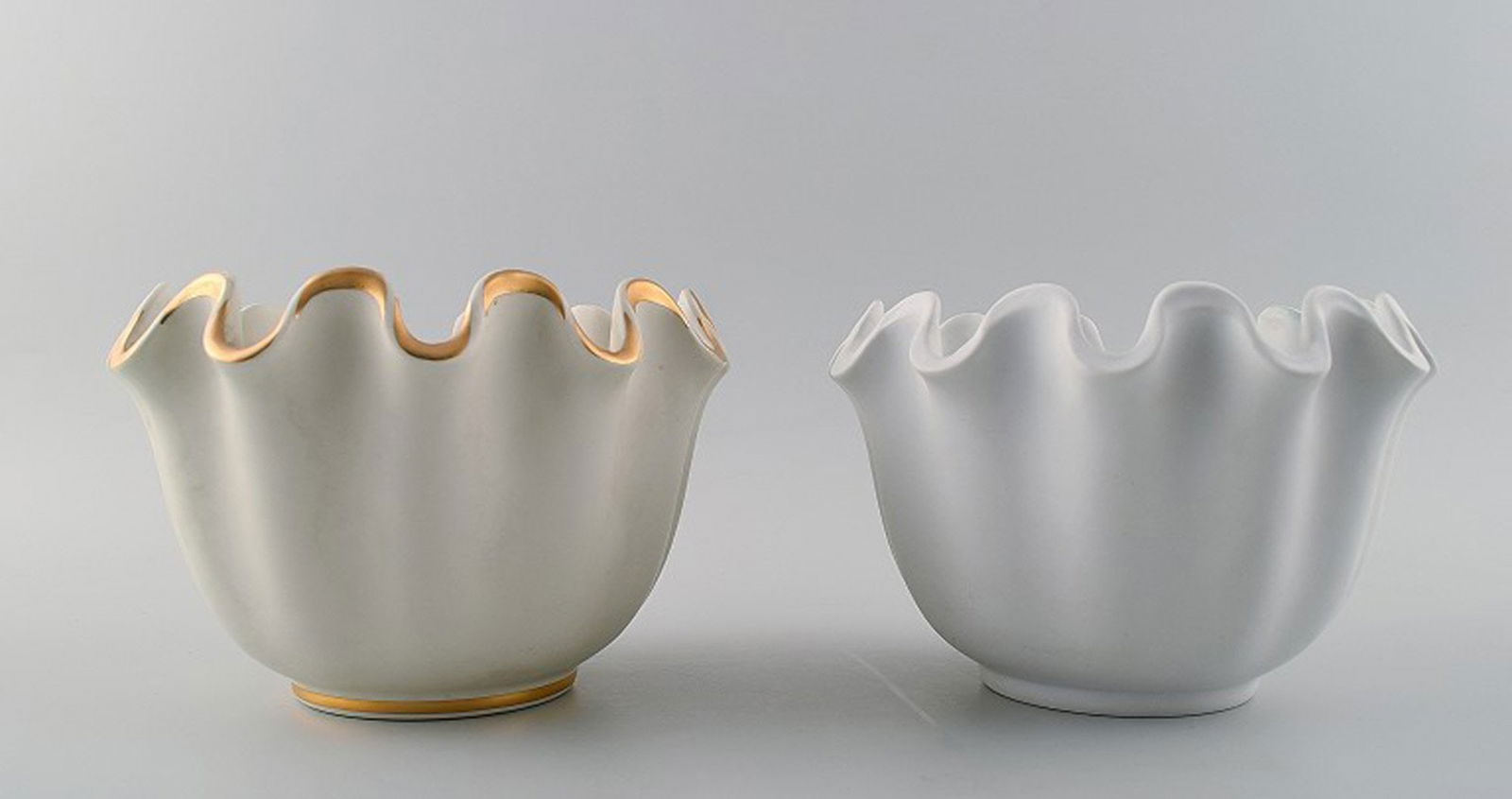 Wilhelm Kage, Gustavsberg studio hand, "Carrara" 2 ceramic vases. (1 of 4)