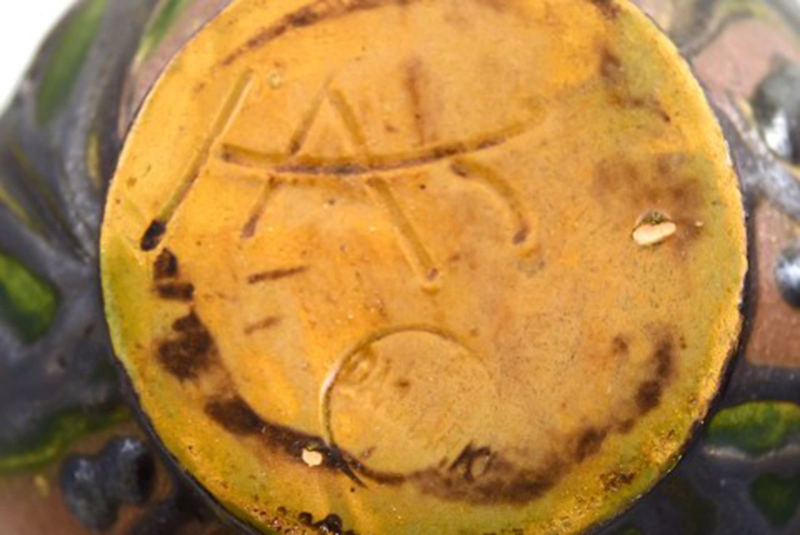 Kähler, HAK, glazed stoneware vase in modern design. 1930 / 40s. Leaves and branches on brown - 5