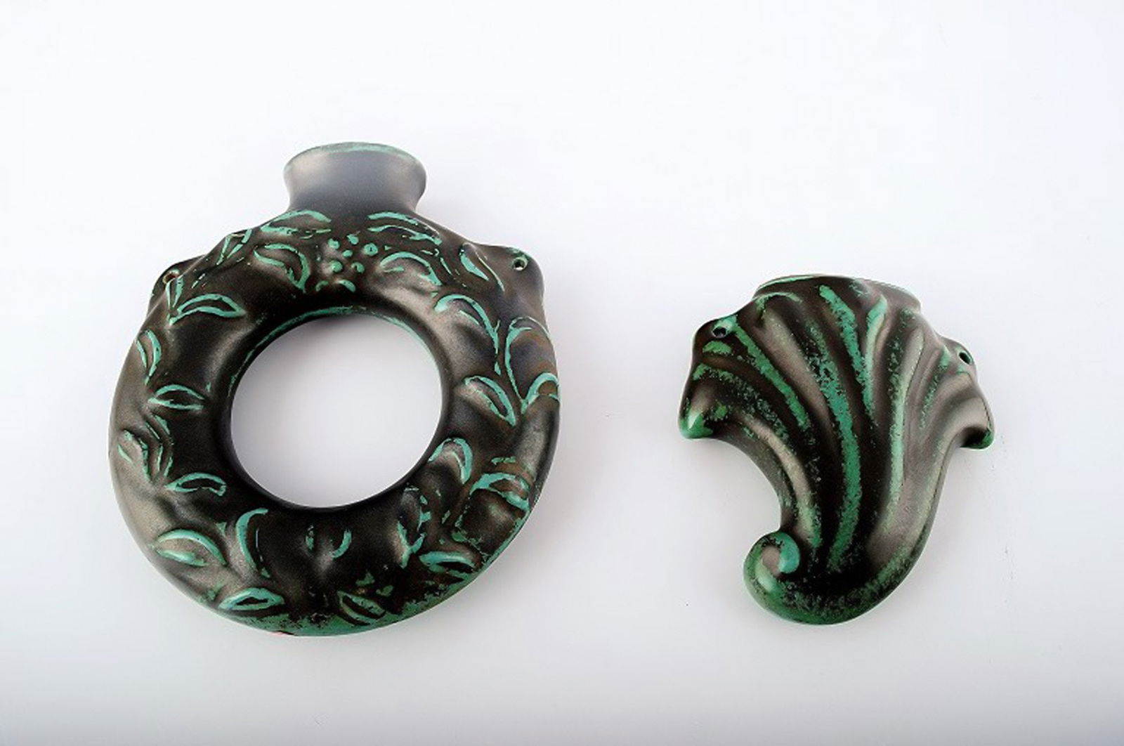 Danish, glazed stoneware wall vases. 2 pcs. in stock. (1 of 6)