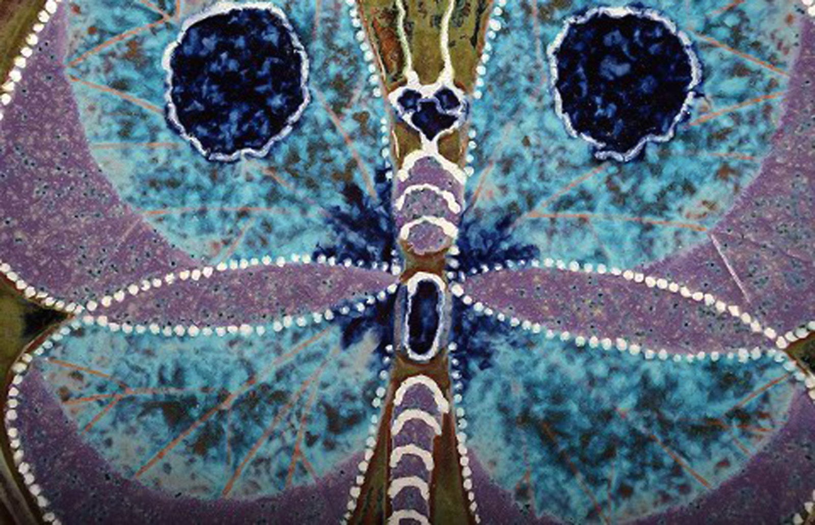 Nittsjö, Sweden, large ceramic dish decorated with a butterfly. - 2