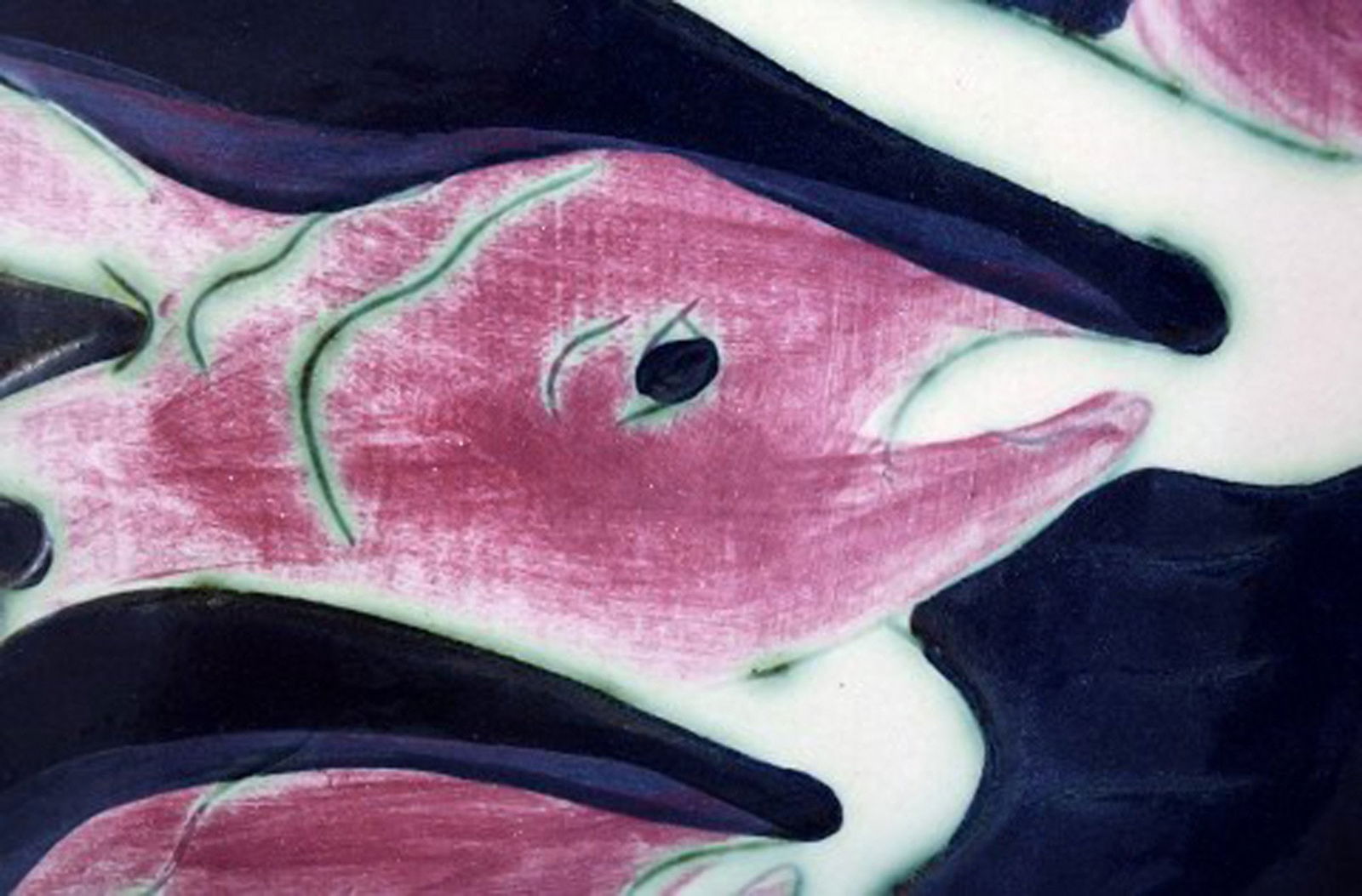 Kate Maury unique ceramic dish decorated with fish. - 4