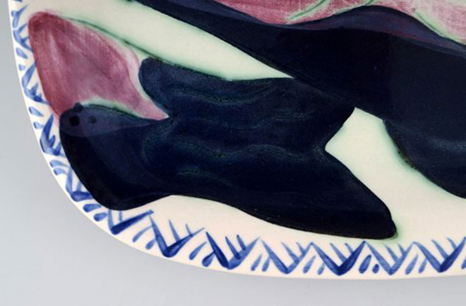 Kate Maury unique ceramic dish decorated with fish. - 5