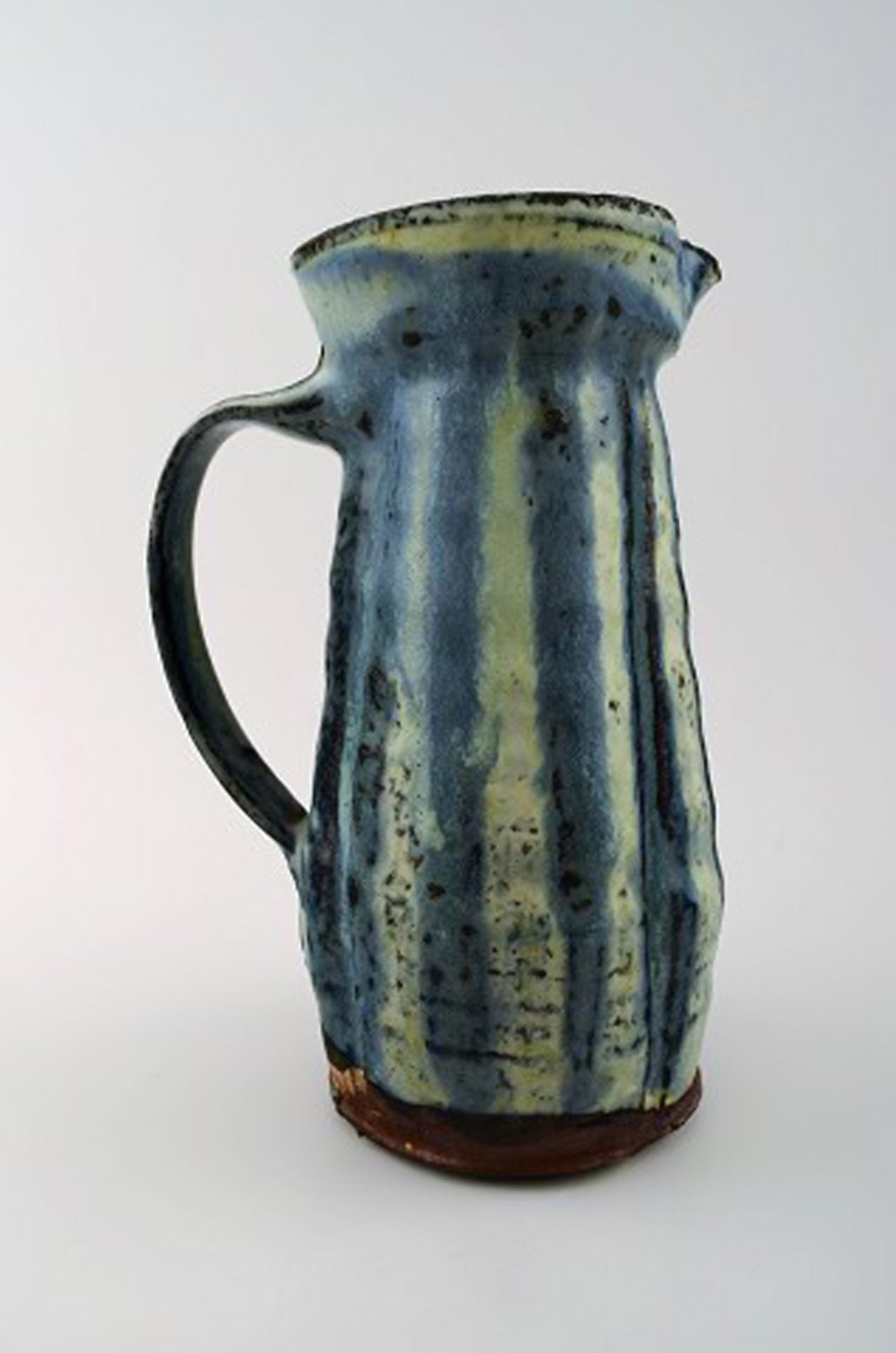 Ulla Hansen (born 1953) own studio. Unique Pottery Jug. Denmark mid 20 c. design. - 3
