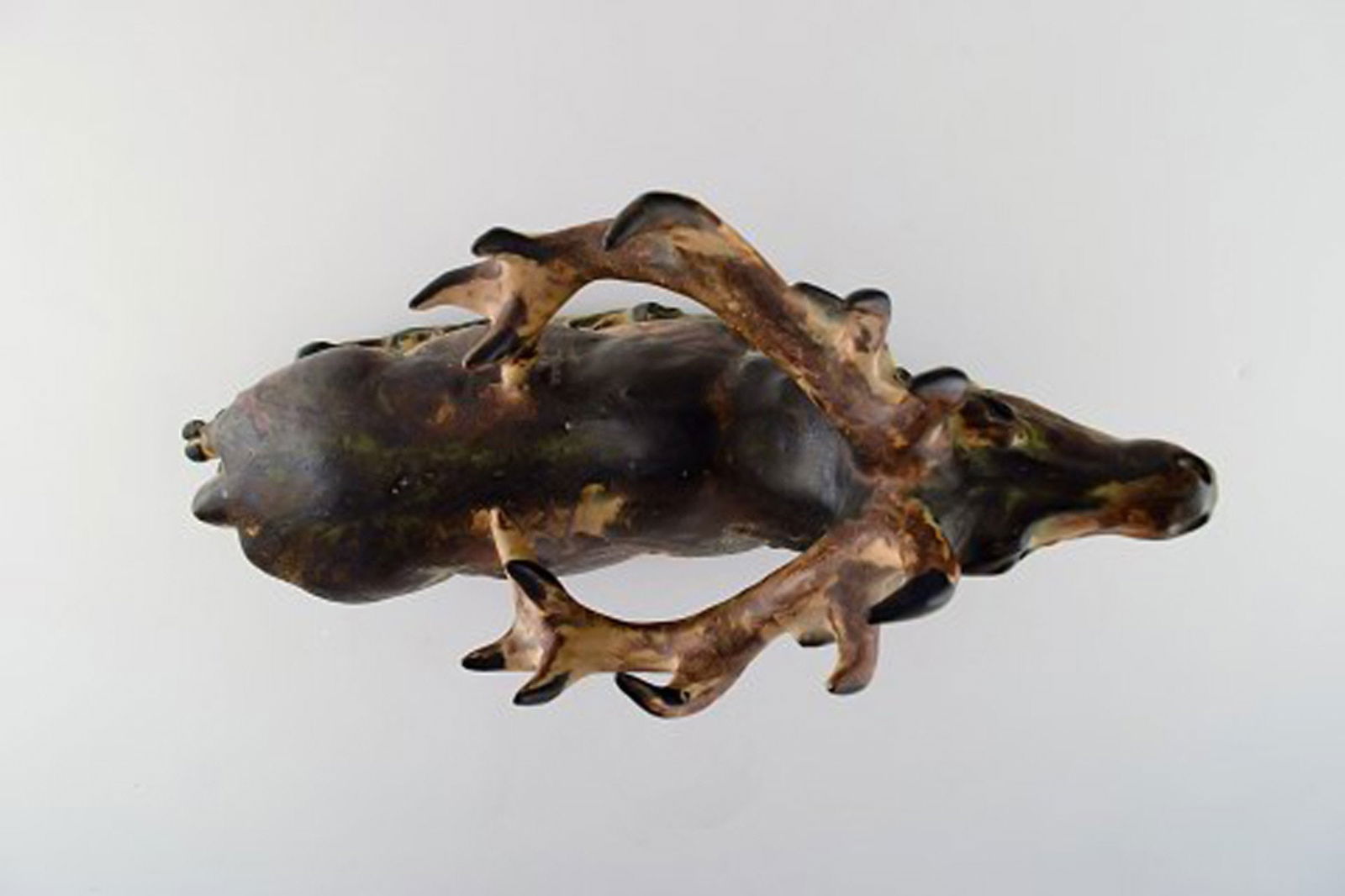 Large Arne Ingdam ceramic figure. Roaring deer. - 7