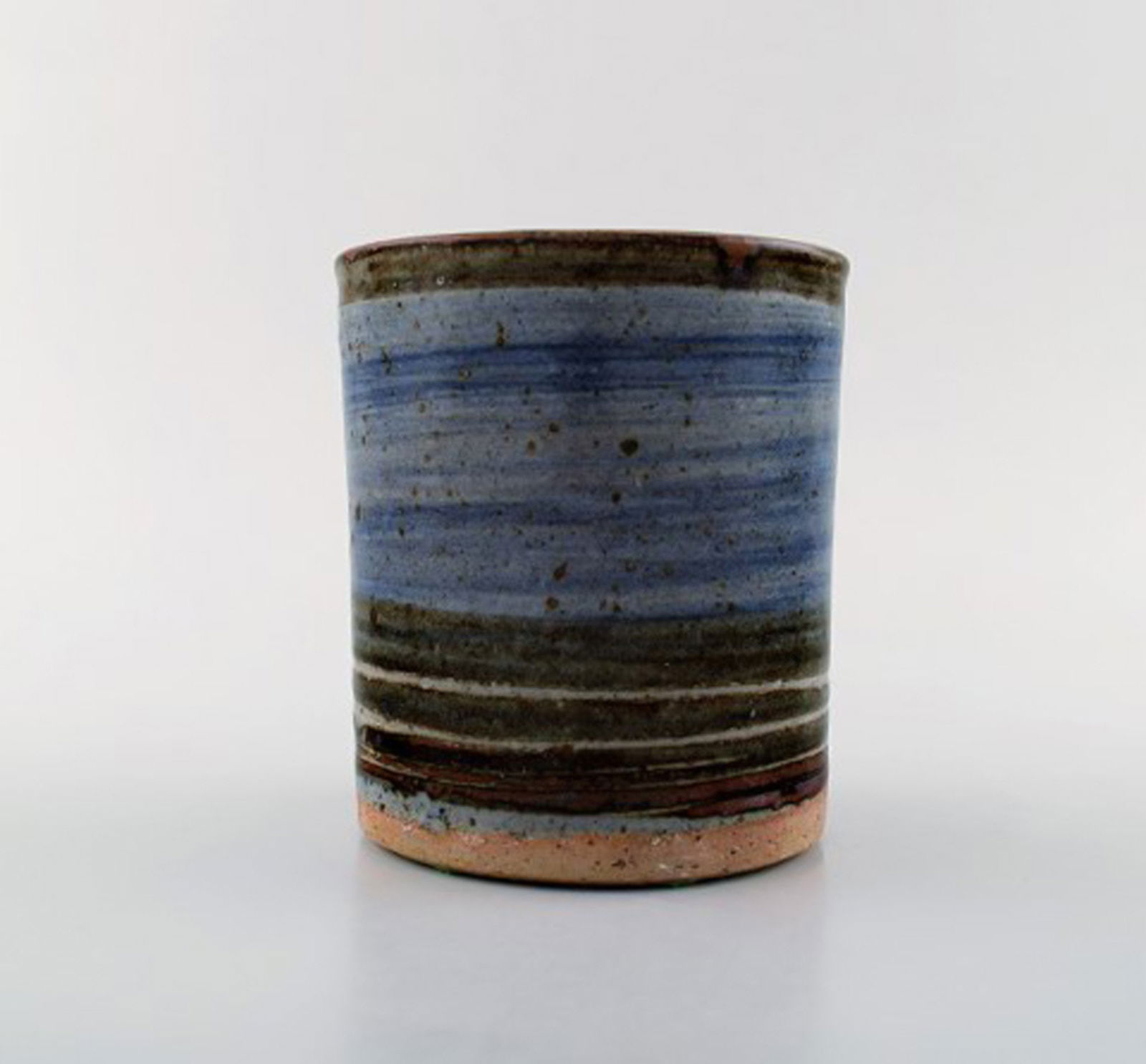 Helle Allpass (1932-2000). Vase of glazed stoneware decorated with beautiful brown and blue glaze. - 3