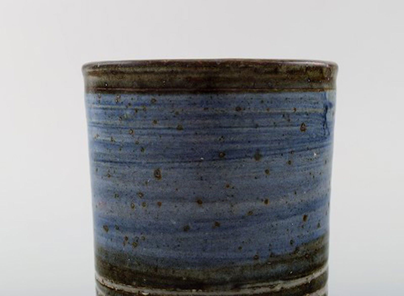 Helle Allpass (1932-2000). Vase of glazed stoneware decorated with beautiful brown and blue glaze. - 4