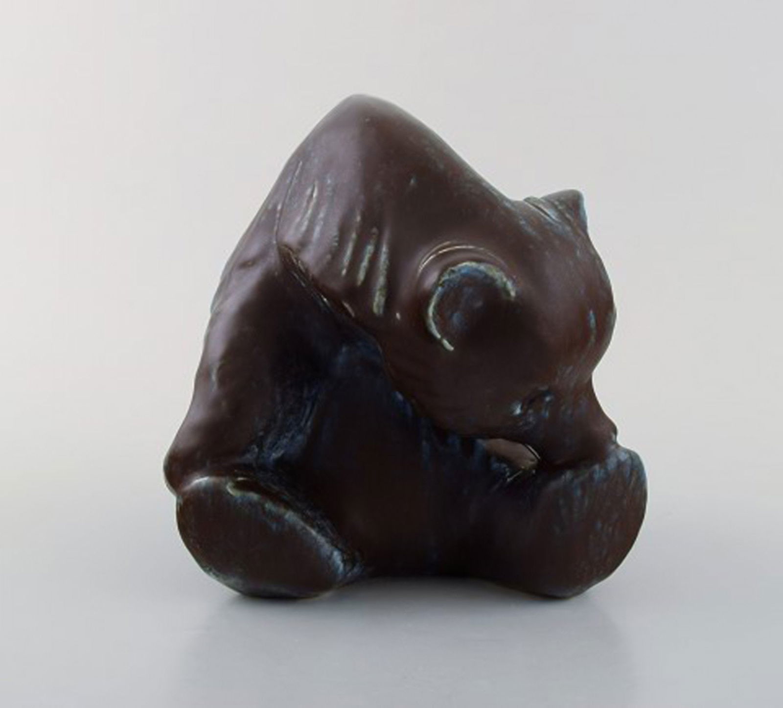 FEJ (Folke and Elsa Jernberg), Sweden. Bear in glazed ceramics. Beautiful glaze in black and blue - 2