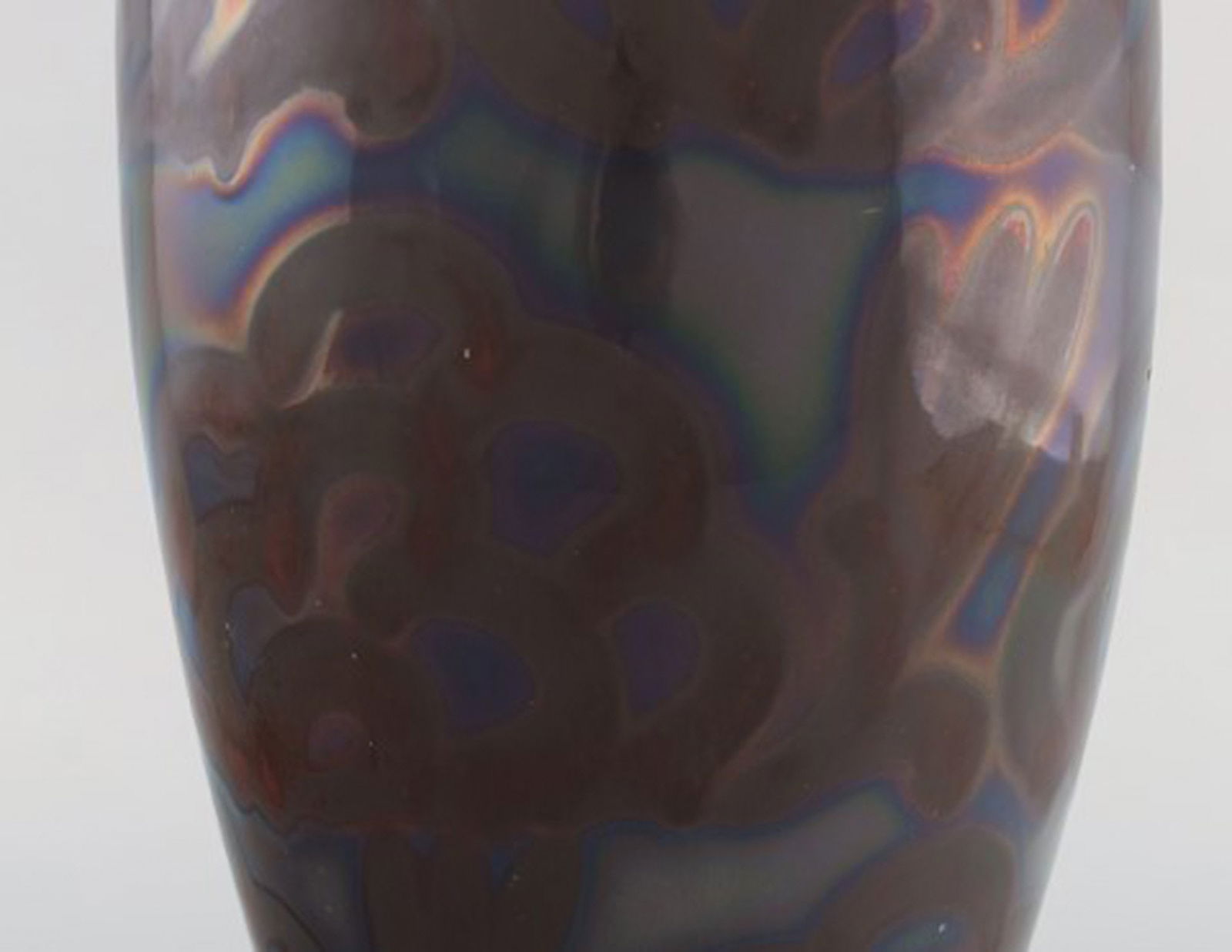 Large Höganäs art nouveau vase in glazed ceramics. Beautiful lustre glaze. 1920 / 30's. - 6