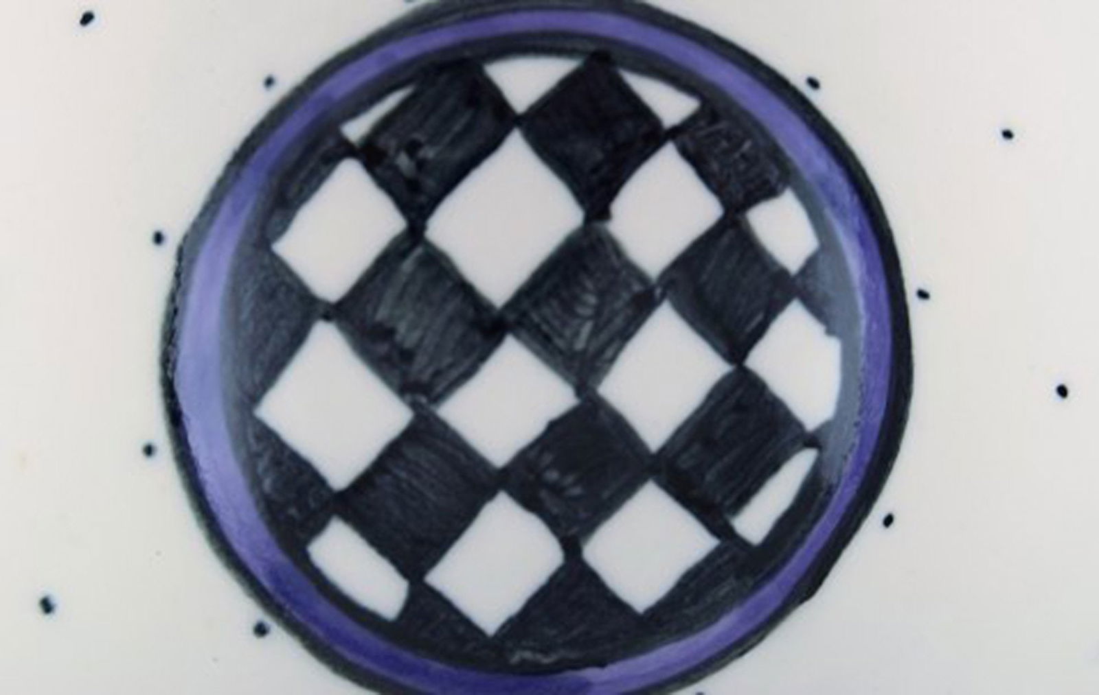 Danish ceramist. Unique bowl in hand-painted ceramics. Checkered design. Late 20th century. - 4