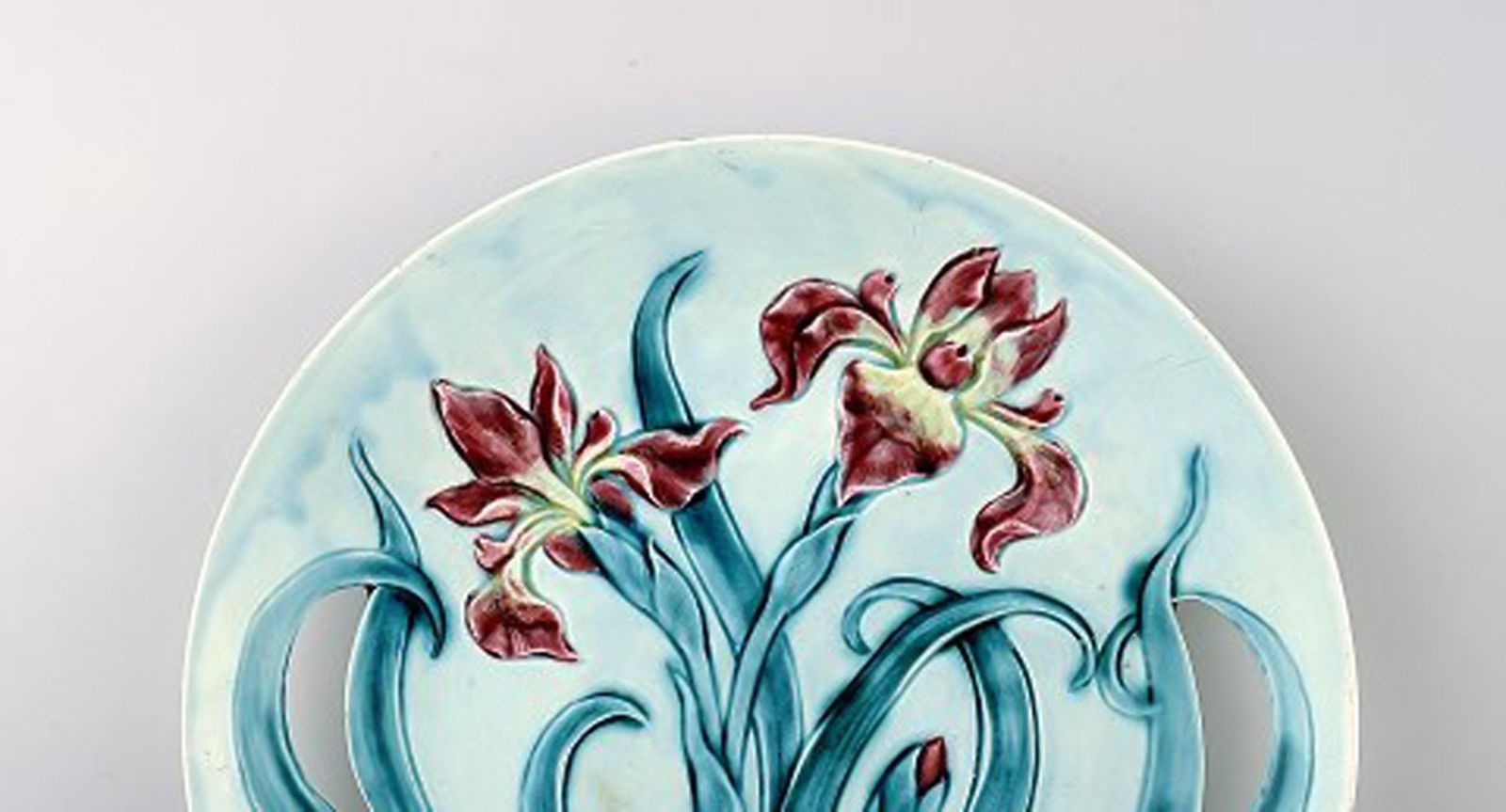 Gustavsberg Art Nouveau earthenware dish decorated with flower. - 2