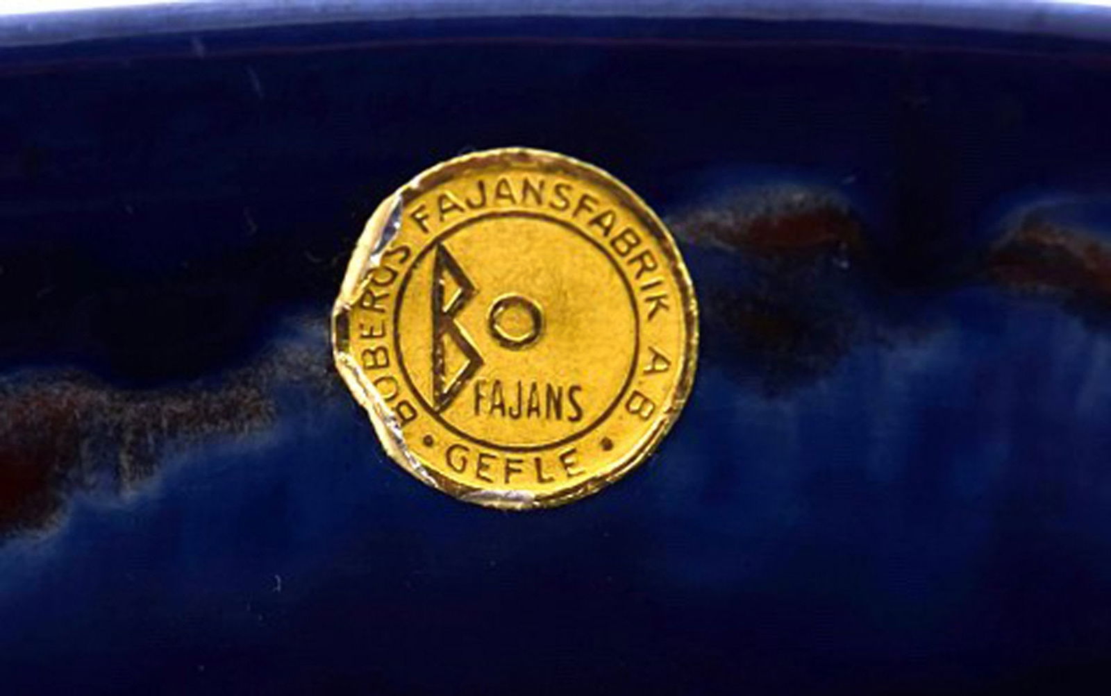 Gefle, Bo fajans bowl in modern design, blue-glazed. - 7