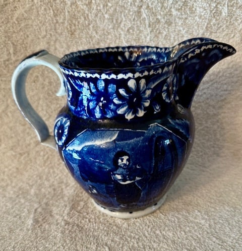 Dark Blue Transfer Staffordshire Jug: Rebecca at the Well, c. 1820 (1 of 7)