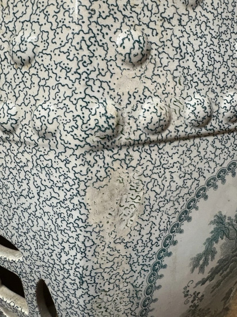 Rare Green Staffordshire Garden Seat - 12