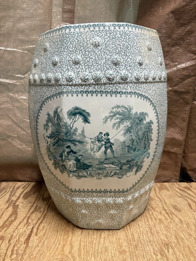 Rare Green Staffordshire Garden Seat (1 of 15)