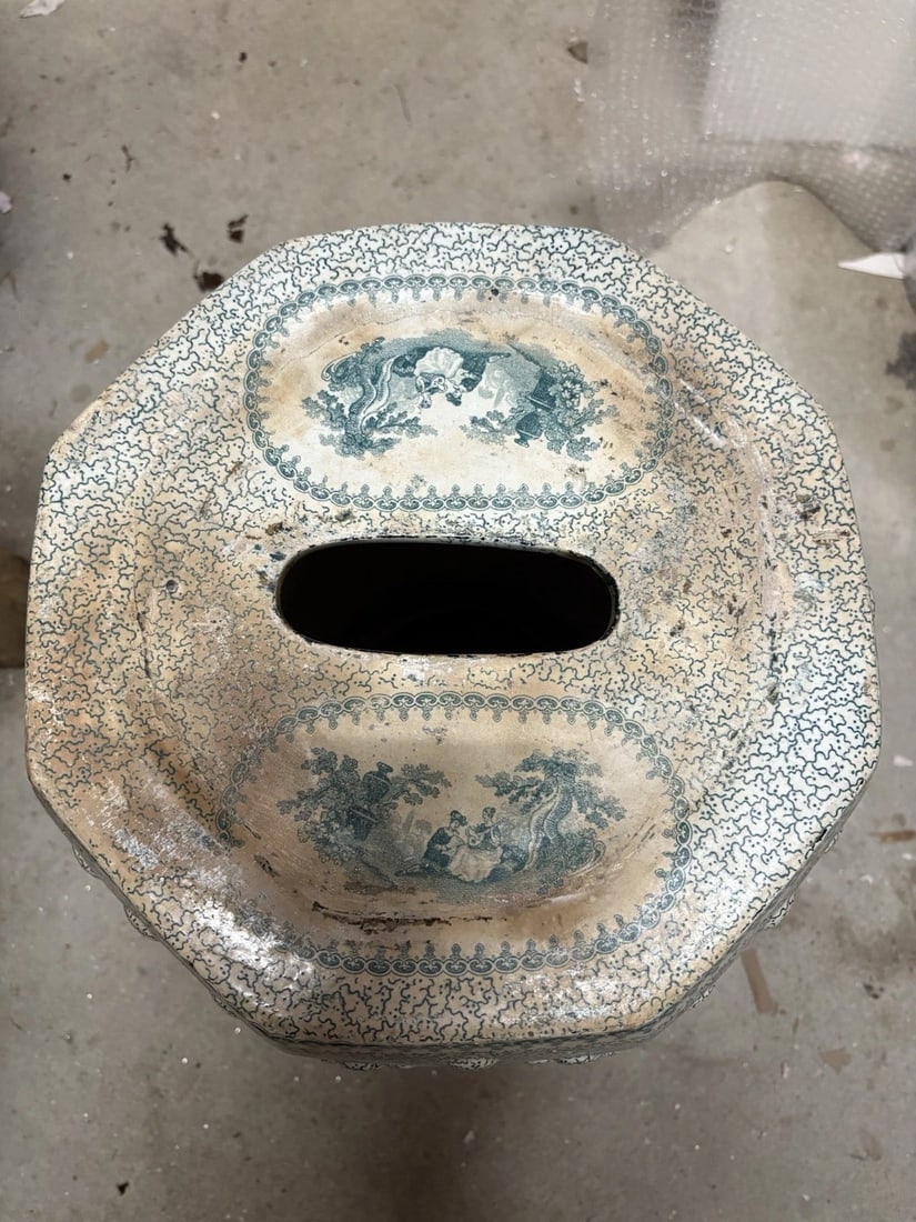 Rare Green Staffordshire Garden Seat - 5