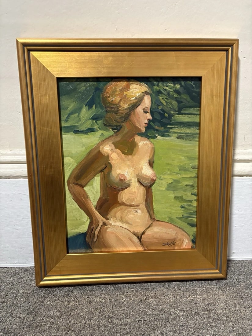 Michael Stoffa Oil On Board Painting Rockport Ma: The frame measures 19” x 16” and the board measures 14” 10 3/4”. It is an uncommon painting for stoffa (1923-2001). It is being sold as is Shipping: Domestic: Flat-rate of $25.