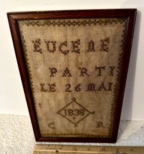Miniature French (Canadian?) Sampler,1838 (1 of 5)