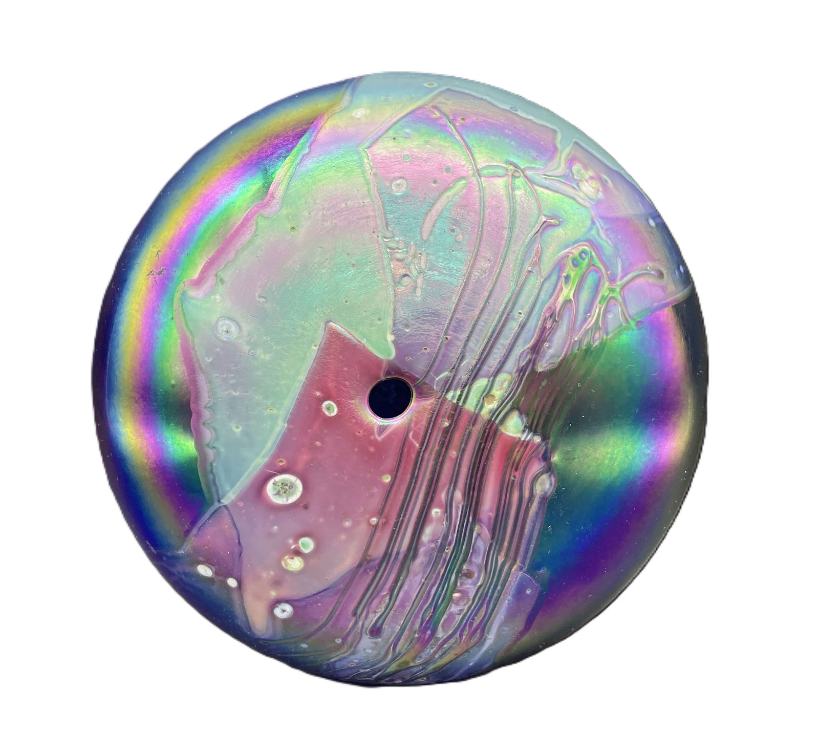IRIDESCENT GLASSHOUSE STUDIO PAPERWEIGHT SIGNED - 5
