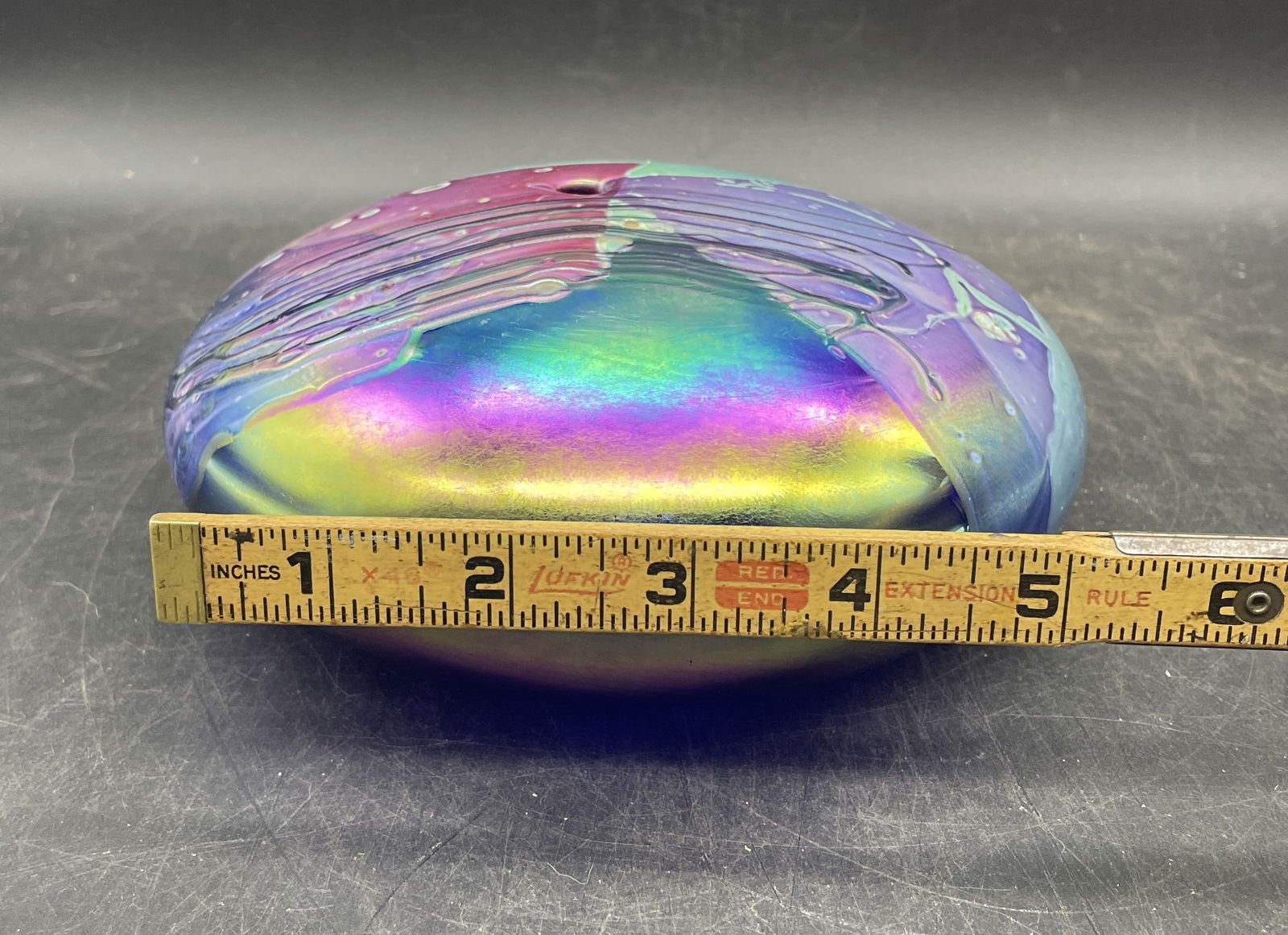 IRIDESCENT GLASSHOUSE STUDIO PAPERWEIGHT SIGNED - 7