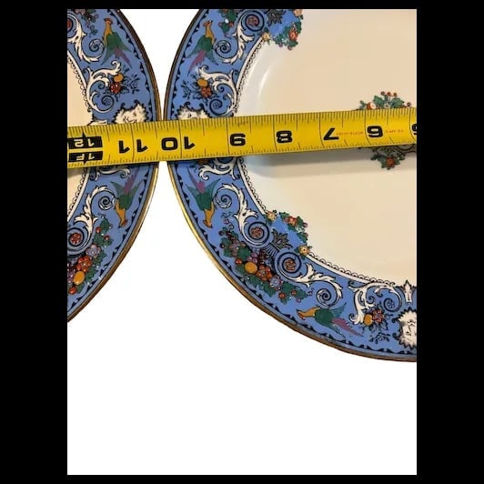 Vintage Crown Staffordshire Renaissance 10" enameled dishes ENGLAND - 12