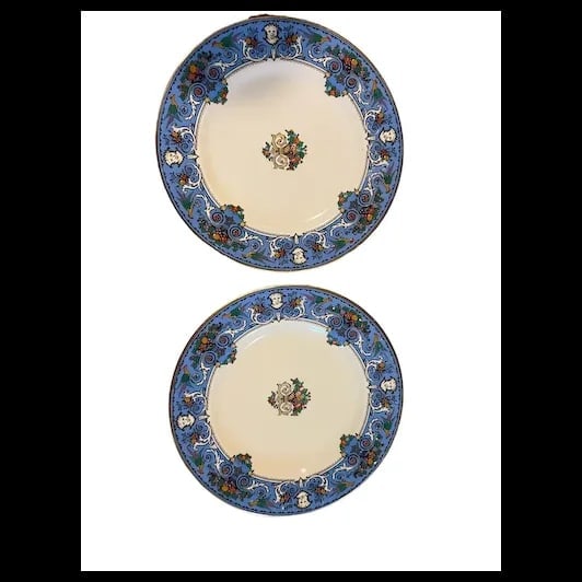 Vintage Crown Staffordshire Renaissance 10" enameled dishes ENGLAND - 2