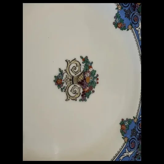 Vintage Crown Staffordshire Renaissance 10" enameled dishes ENGLAND - 3
