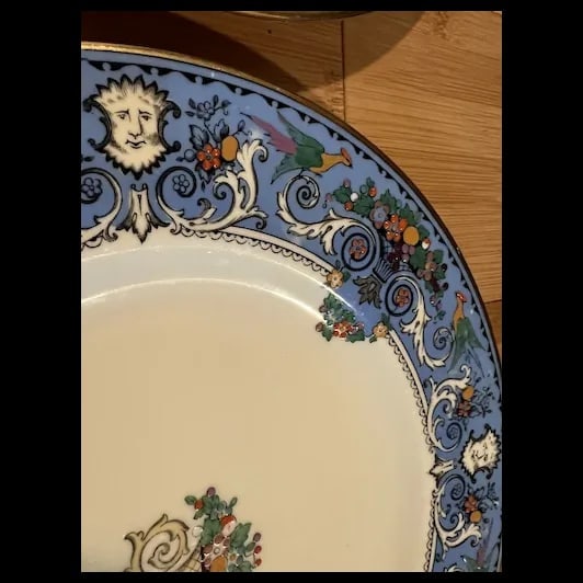 Vintage Crown Staffordshire Renaissance 10" enameled dishes ENGLAND - 4