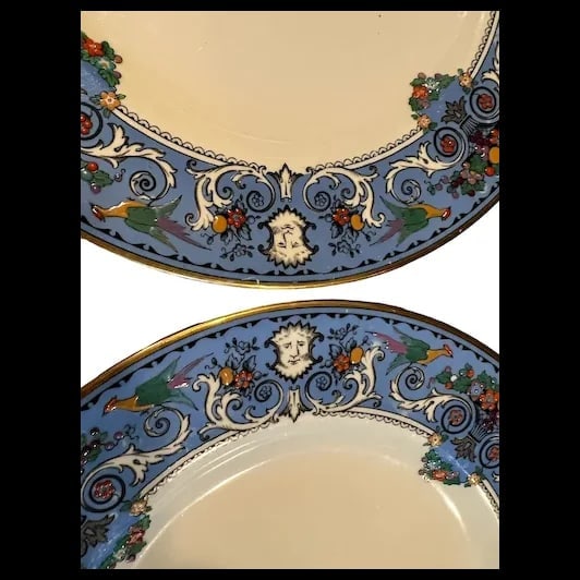 Vintage Crown Staffordshire Renaissance 10" enameled dishes ENGLAND - 8