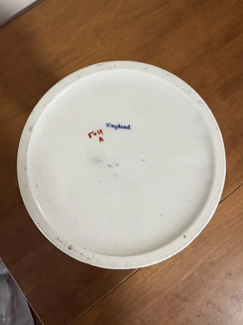 Flow Blue Polychrome Vase - 5