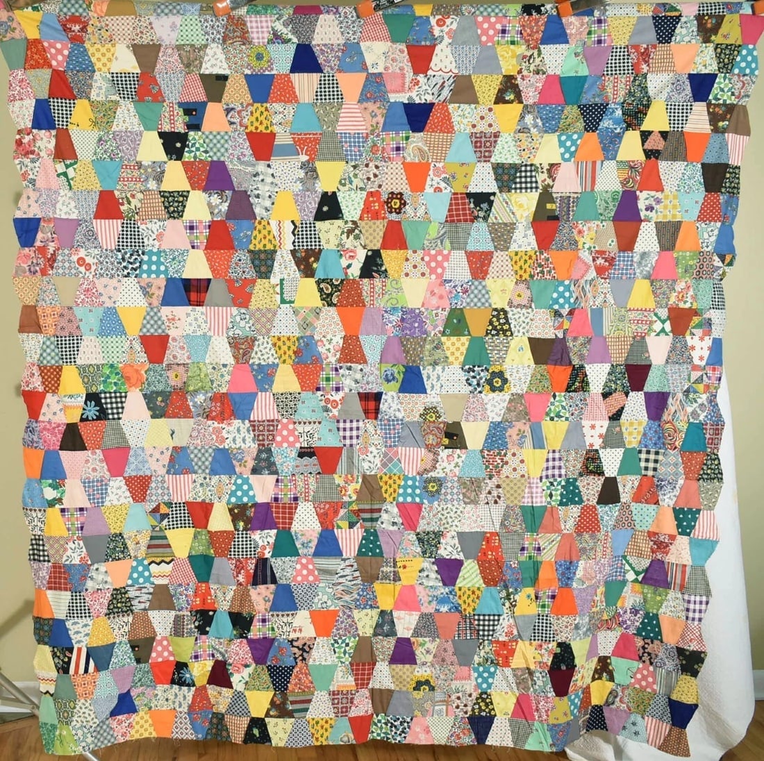 40's "Flower Pot" Pieced Quilt Top (1 of 11)