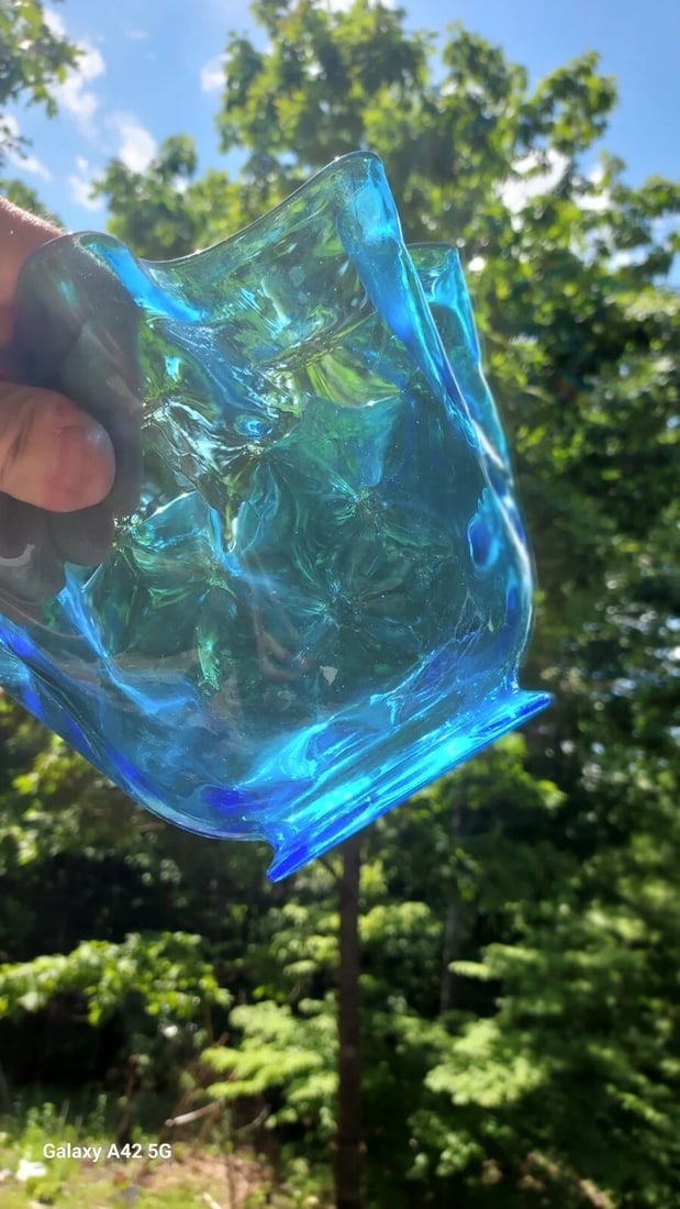 Rare Blue Translucent gas lamp shade - 2