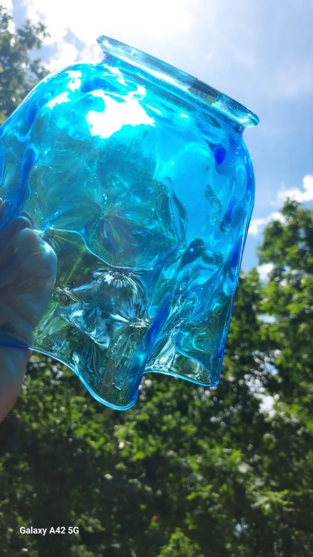 Rare Blue Translucent gas lamp shade - 3