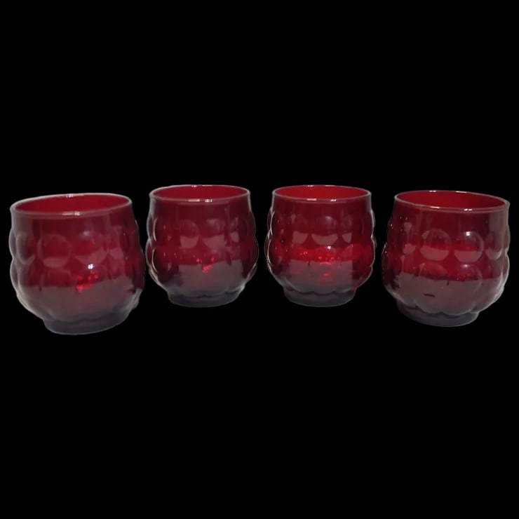 Anchor Hocking Royal Ruby Bubble Glass 10 oz. Old Fashioned Glasses (1 of 6)