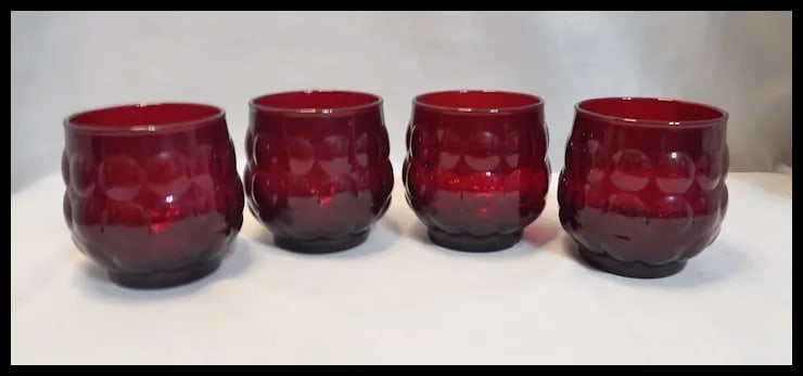 Anchor Hocking Royal Ruby Bubble Glass 10 oz. Old Fashioned Glasses - 2