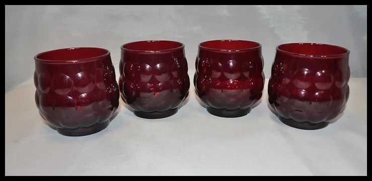 Anchor Hocking Royal Ruby Bubble Glass 10 oz. Old Fashioned Glasses - 4