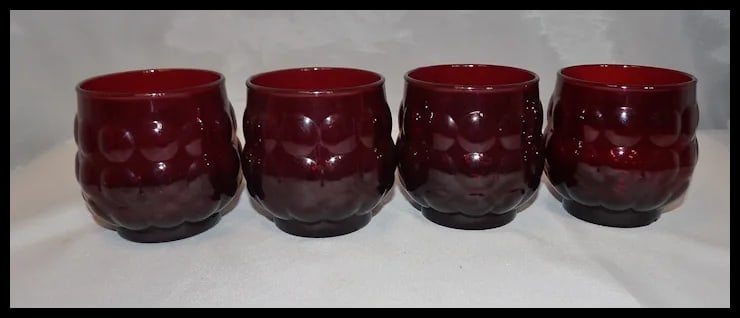 Anchor Hocking Royal Ruby Bubble Glass 10 oz. Old Fashioned Glasses - 6